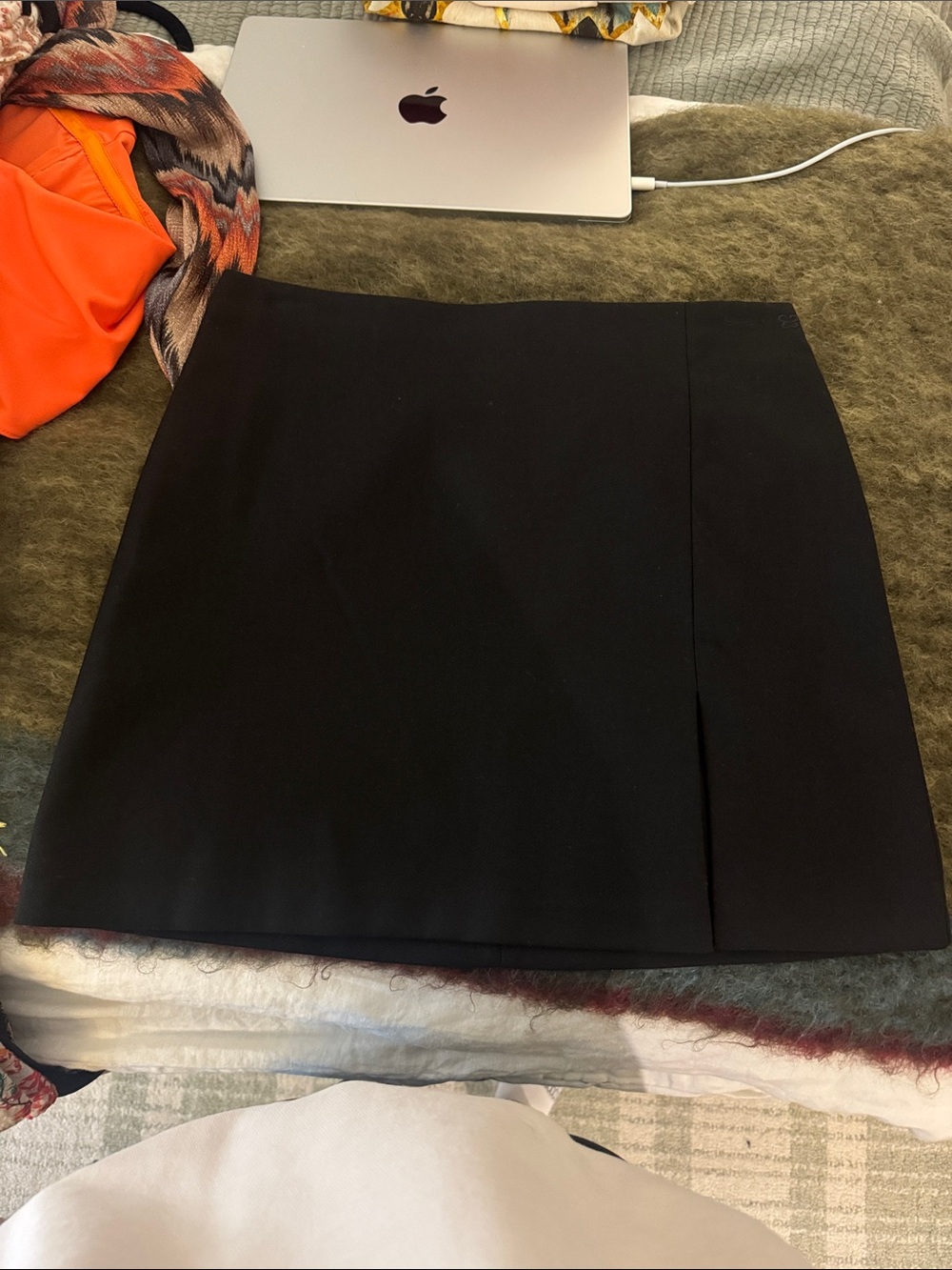 Sunday Best Black Mini Skirt with Subtle Front Slit